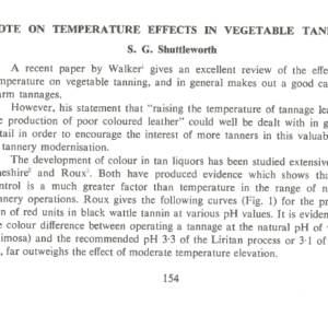 Note On Temperature Effects In Vegetable Tanning