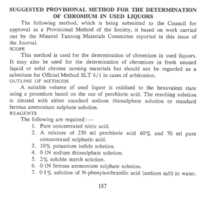 Suggested Provisional Method For The Determination Of Chromium In Used Liquors