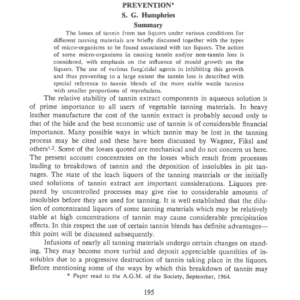 The Decomposition Of Tannins In Solution And Its Prevention