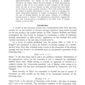 The Kinetics Of Chrome Tannage Part II: Comparison of the Kinetics of Co-ordination of Trivalent Chromium Ions to Acetate Ions, Hide Powder and Pelt Pieces