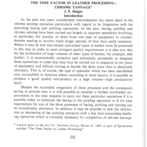 The Time Factor In Leather Processing: Chrome Tannage