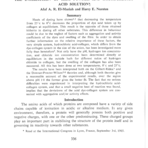 The Interaction Of Hide - Powder And Hydrochloric Acid Solution