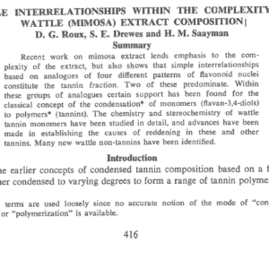 Simple Interrelationships Within The Complexity Of Wattle (Mimosa) Extract Composition