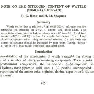 Note On The Nitrogen Content Of Wattle (Mimosa) Extract