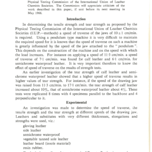 The Influence Of Speed Of Traverse Of The Jaws Of The Tensile Machine On The Results Of Tensile Tests And Tear Tests