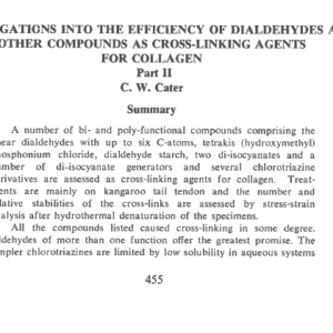 Investigations Into The Efficiency Of Dialdehydes And Other Compounds As Cross-Linking Agents For Collagen Part II