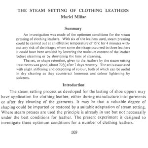 The Steam Setting Of Clothing Leathers