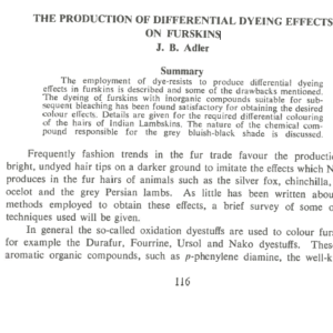 The Production Of Differential Dyeing Effects On Furskins