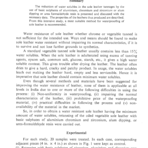 Waterproofing And Reduction Of Water Solubles Of Sole Leather