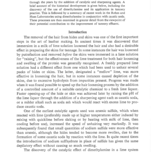 The Effect Of Unhairing Processes On Effluent Problems: Dimethylamine Unhairing