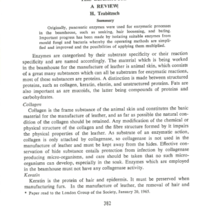 Concerning The Possibilities Of Employing Enzymes In The Beamhouse A Review