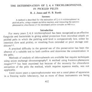 The Determination Of 2, 4, 6 Trichlorophenol In Pickled Pelts