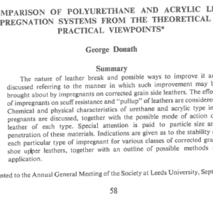 A Comparison Of Polyurethane And Acrylic Leather Impregnation Systems From The Theoretical And Practical Viewpoints