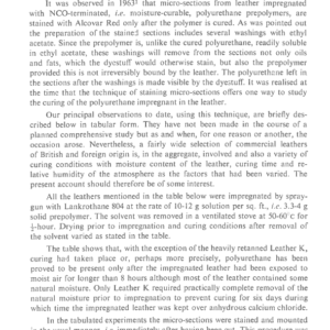 On The Curing Of NCO-Terminated Polyurethane In Impregnated Leather As Observed On Stained Microsections