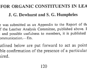 Tests For Organic Constituents In Leather