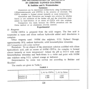 The Determination Of Aluminium In Chrome Tanned Leather