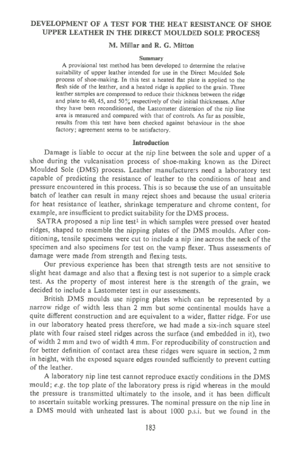 Leather Testing Process Development Of A Test For The Heat Resistance Of Shoe Upper Leather In ...