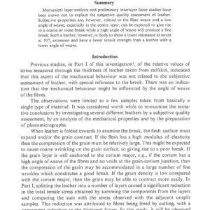 Relationship Of Mechanical Properties To Structural Variation Through The Thickness Of Skin And Leather Part II
