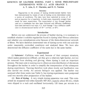 Kinetics Of Leather Dyeing. Part I. Some Preliminary Experiments With C.I. Acid Orange 7