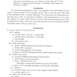 Resin Finishes For Corrected Grain Leathers