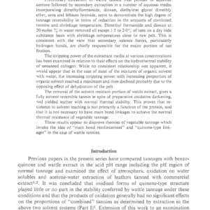 Further Studies In Vegetable Tannage Part III. Solvent Reversibility of Wattle Tannage