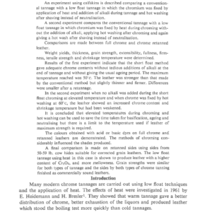 Comparisons Between Conventional Chrome Tannage And Heated Low Float Tannage