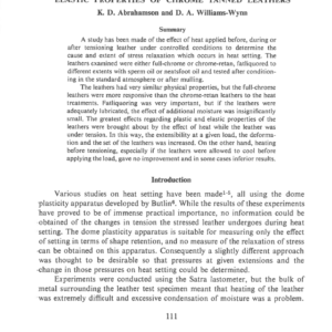 The Effect Of Heat And Moisture On The Plastic And Elastic Properties Of Chrome Tanned Leathers