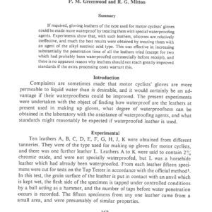 The Waterproofing Of Leathers For Motor Cyclists’ Gloves