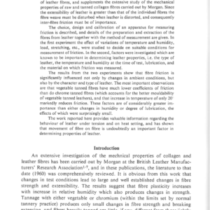 Some Physical Properties Of Leather Fibres Part I: Fibre Friction