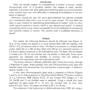 Thin Layer Chromatography Of Aldehydes In Leather