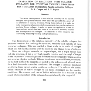 Evaluation Of Reactions With Soluble Collagen For Studying Tannery Processes Part I: The Action Of Depilatory Agents On Soluble Collagen