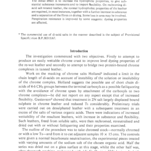 The Application Of Long Chain Di-Carboxylic Acid Salts In Chrome Tanning