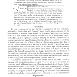 The Thermal Conductivity Of Full Chrome Leathers Containing Moisture