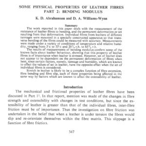 Some Physical Properties Of Leather Fibres Part 2: Bending Modulus