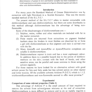 The Determination Of Grease In Leather With A New Solvent