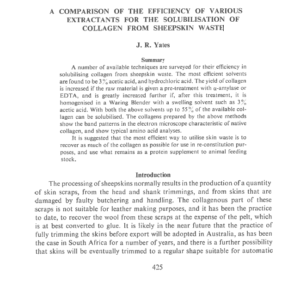 A Comparison Of The Efficiency Of Various Extractants For The Solubilisation Of Collagen From Sheepskin Waste