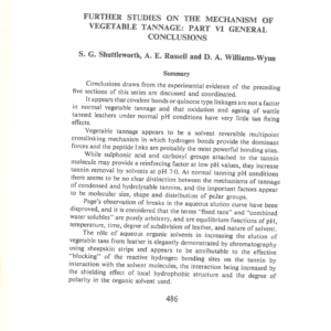 Further Studies On The Mechanism Of Vegetable Tannage: Part VI General Conclusions