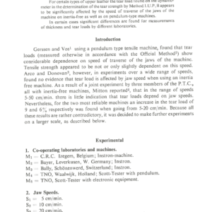 The Influence Of Speed Of Traverse Of The Jaws Of A Tensile Machine On Tile Results Of Tear Tests