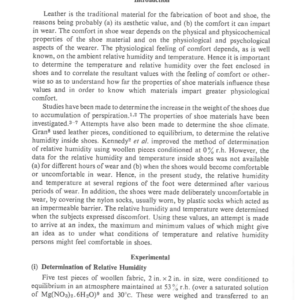 Studies on Shoe Climate Contributing to Comfort