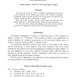 Surface Impregnation of Leather Part I Variations in the Formulation of the Impregnant