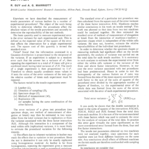 The Choice of Experimental Error in the Determination of Some Tensile Parameters of Leather