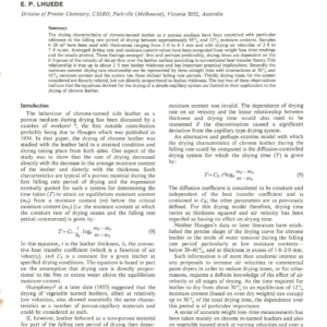 The Drying Characteristics of Chrome-Tanned Leather