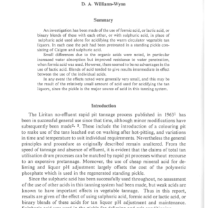 The Effect of Different Acids in the Warm Circulator System Sole Leather Tannage
