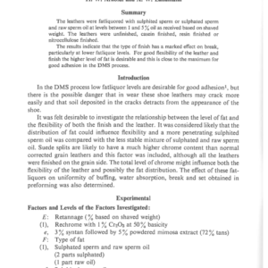 The Influence of Quantity of Fatliquor Offered and Type of Finish on the Flex Resistance of Leather