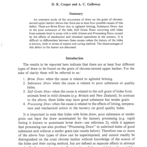 The Occurrence of Draw in Brined and Wet Salted Hides and Leather