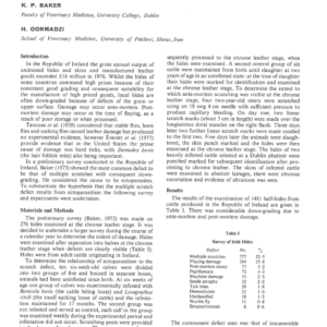 The Probable Cause of the Multiple Linear Scratch Defect of Cattle Hides in Ireland