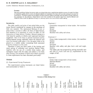 The Quality and Yield of Leather from Machine Fleshed Hides
