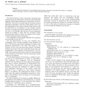 The Rapid Determination of Iron, Chromium, Zirconium and Aluminium in Leather