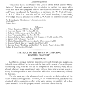 The Role of the Finish in Affecting Leather Comfort