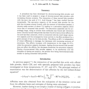 Thermodynamics of Leather Dyeing III The Preparation of Chrome-Tanned Hide Powders and Their Interaction with C.I. Acid Orange 7